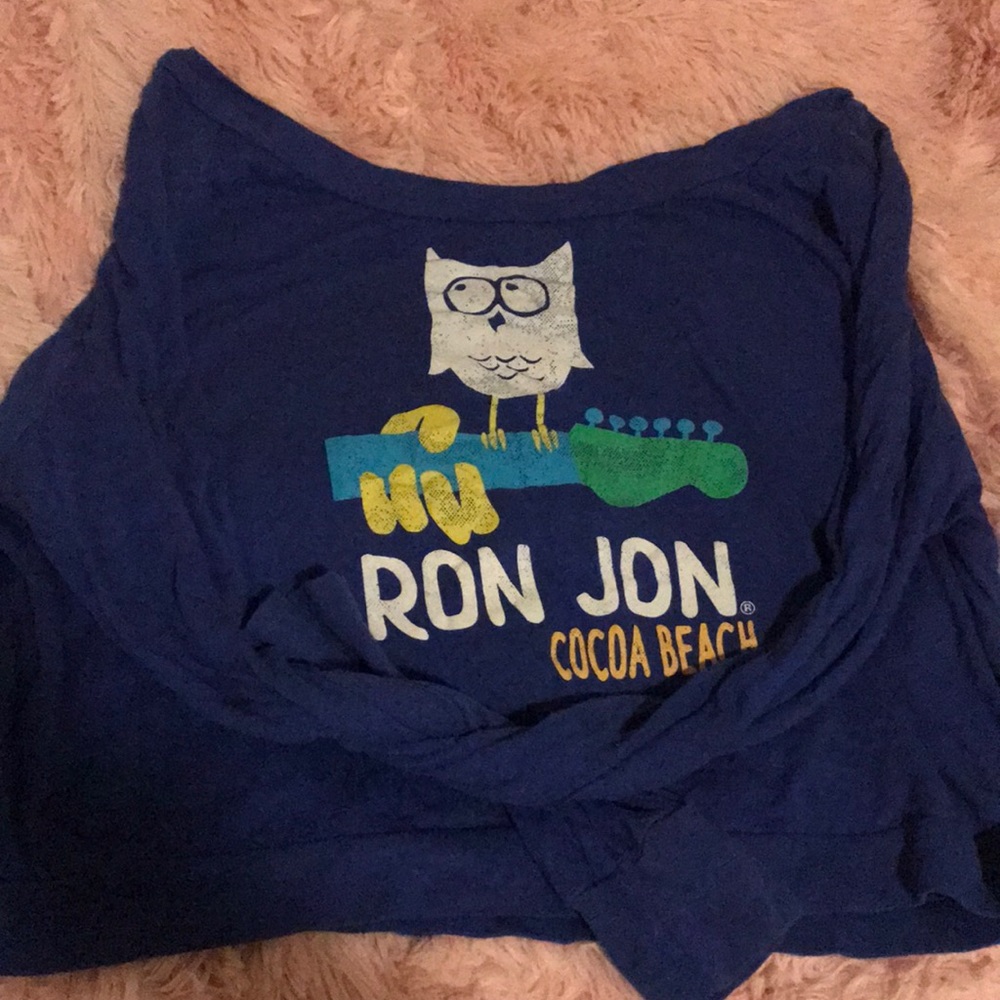 Long Sleeve Off Shoulder RON JON Owl Crop Top